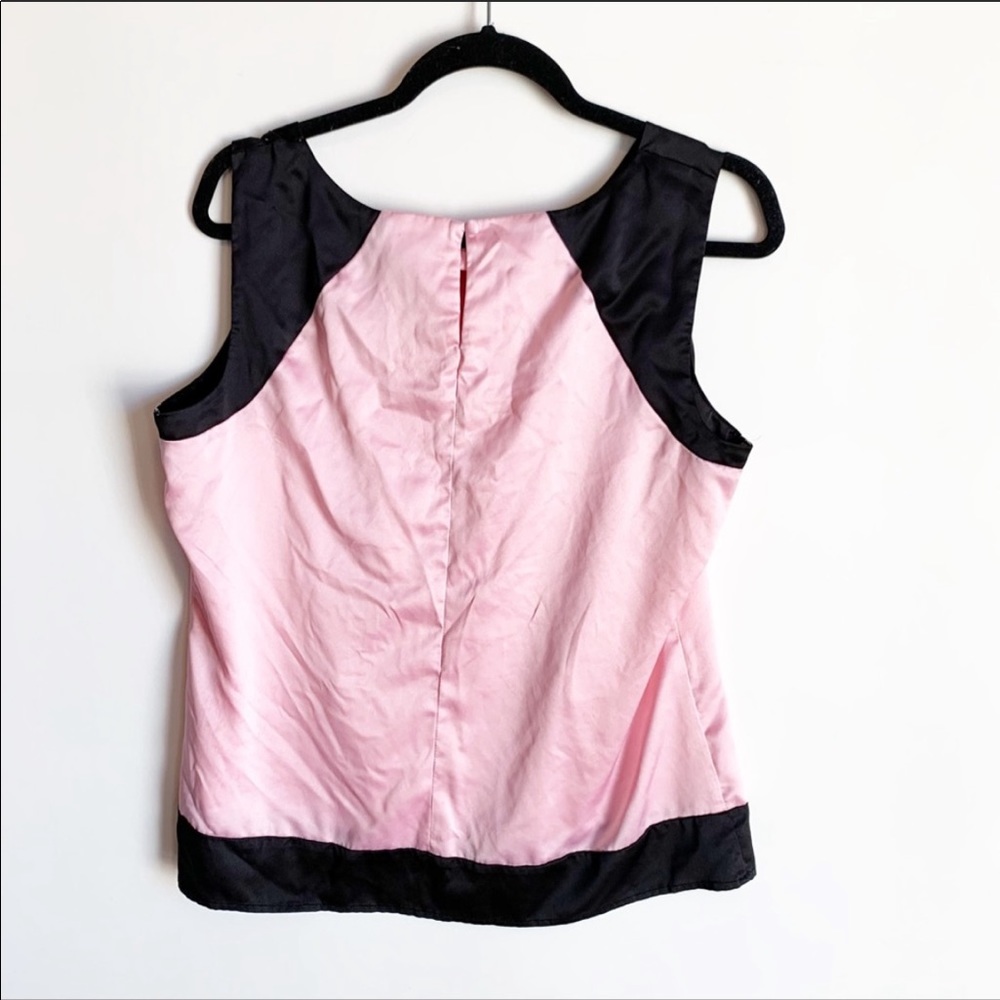 New York & Company Silk Feel Pink and Black Blouse - Picture 3 of 5